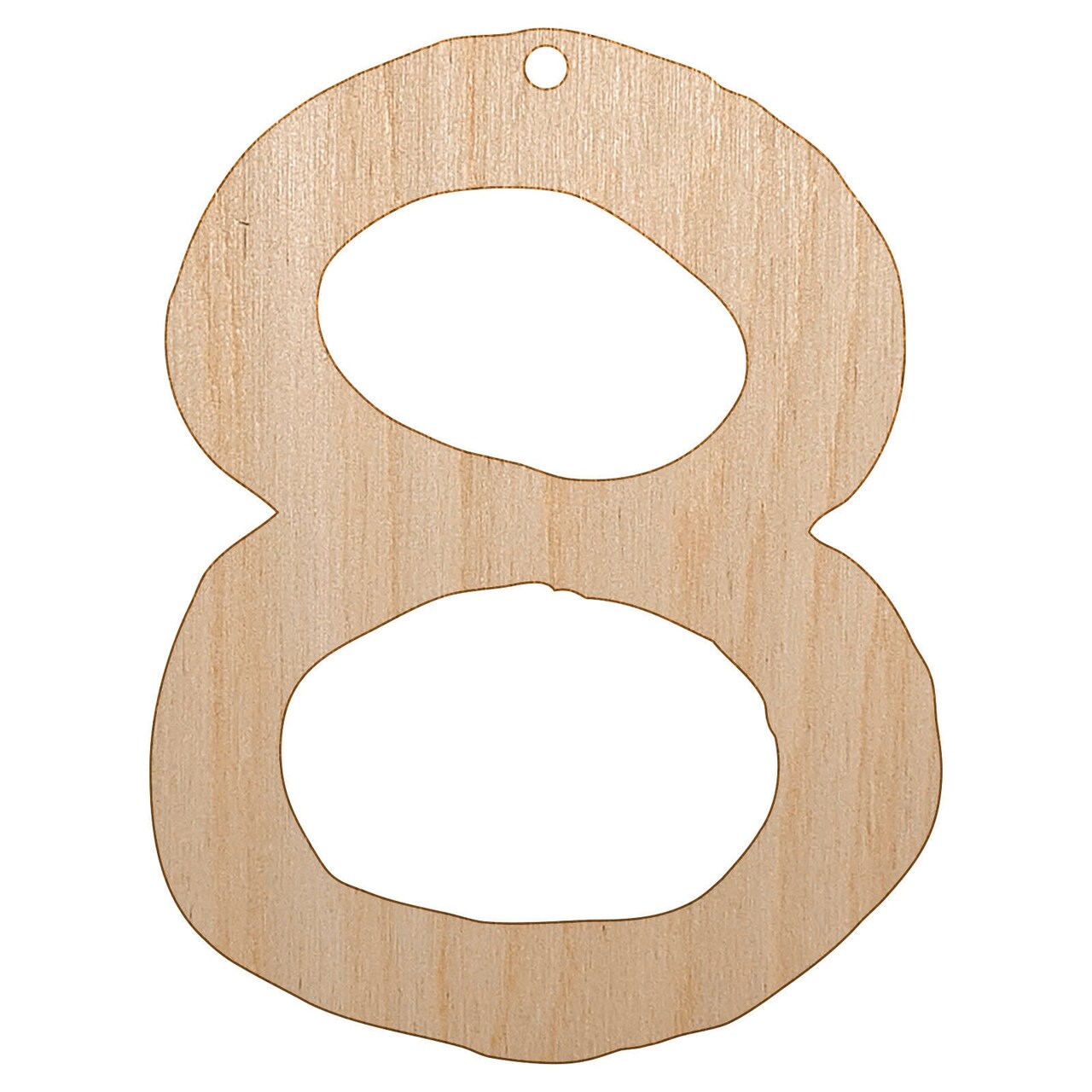 Number 8 Eight Cute Typewriter Font Unfinished Craft Wood Holiday Christmas Tree DIY Pre-Drilled Ornament